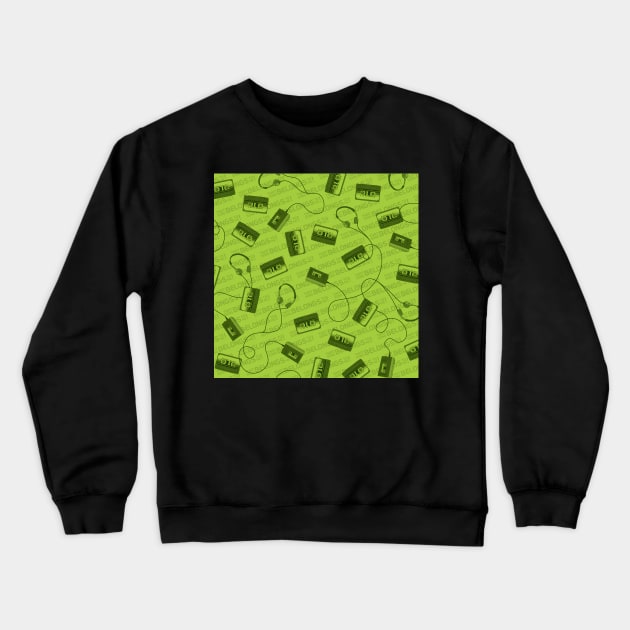 Green Walkman and headphones Crewneck Sweatshirt by TurtleNotes